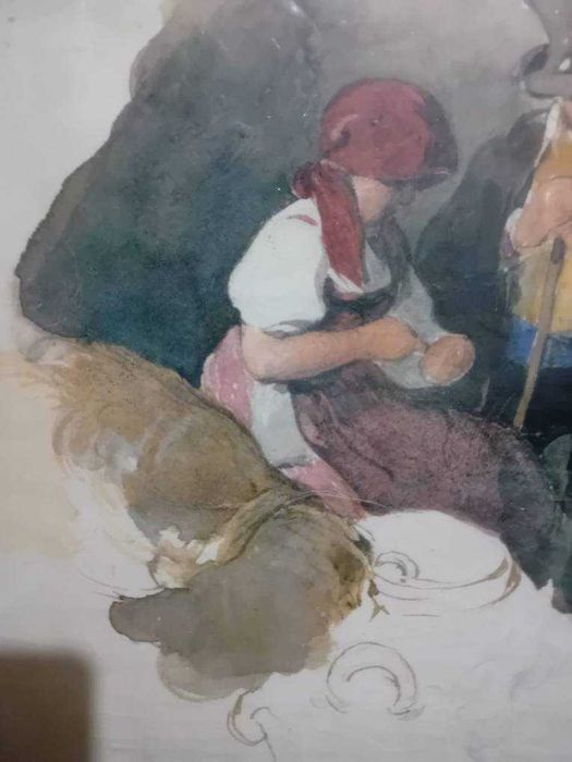 Tablou deosebit lucrat in creion si acuarela