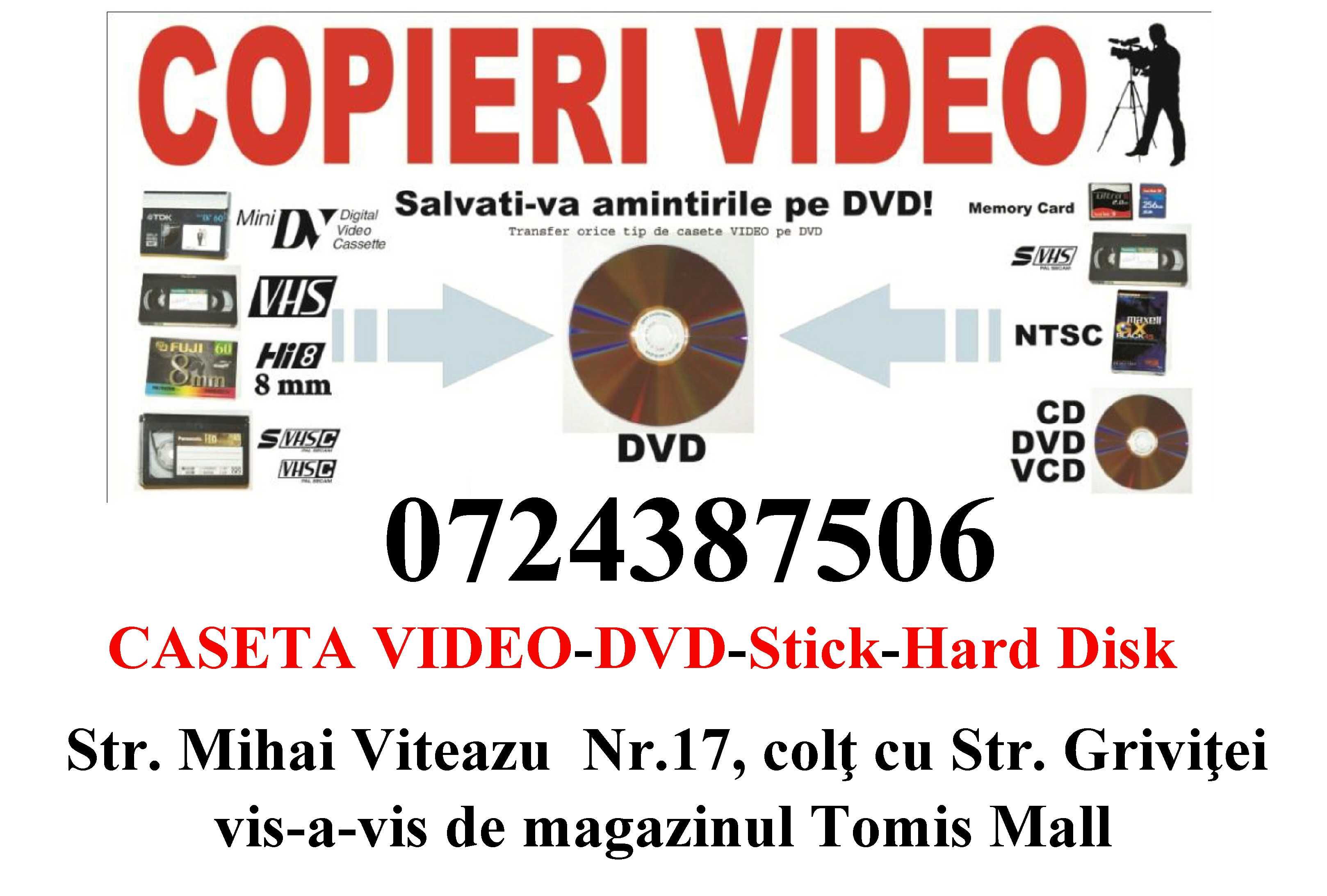 Transfer casete video vechi /Nunta Botez pe DVD sau Stick in Constanța