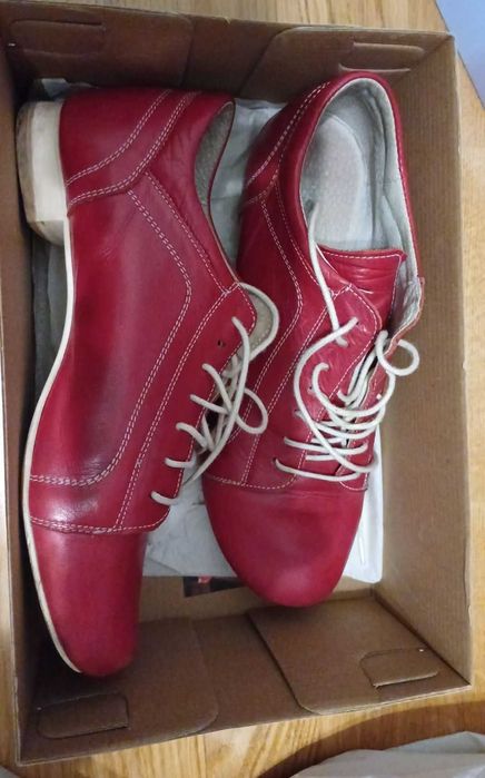 Pantofi piele rosie rosii dama, marimea 38, sport tip adidas