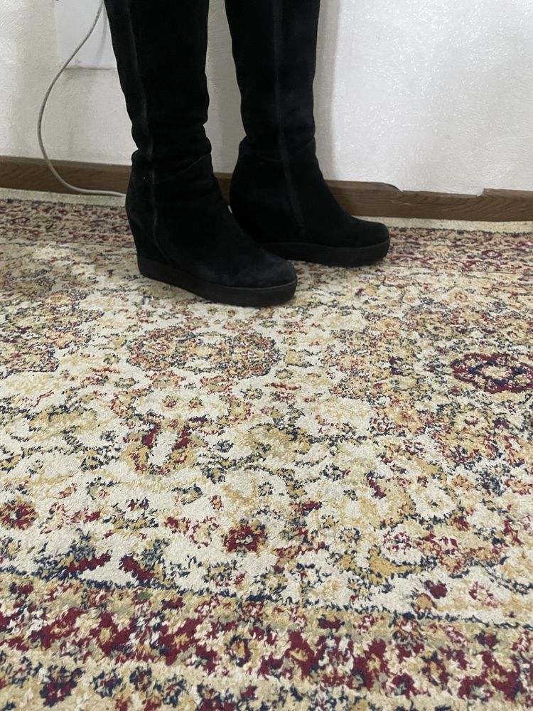 Сапоги кожаные замшевые черные размер 38