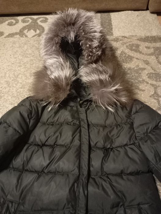 Топло зимно яке с яка сребърна лисица