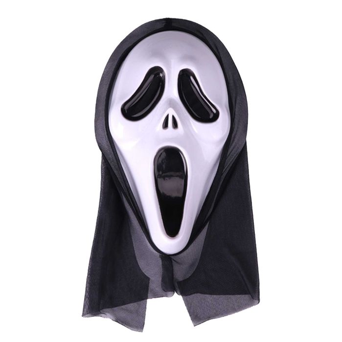 Masca Halloween Scream, cu glugă neagră, plastic rezistent, FABRILUX®