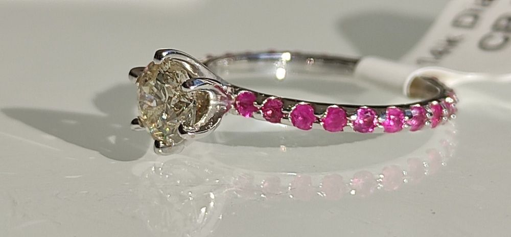 Inel aur 14k cu diamante si safire 1.31ct
