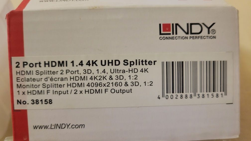 Lindy 2 Port HDMI 4K UHD Splitter