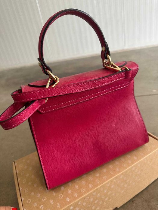 Geanta de piele naturala roz fucsia Italia