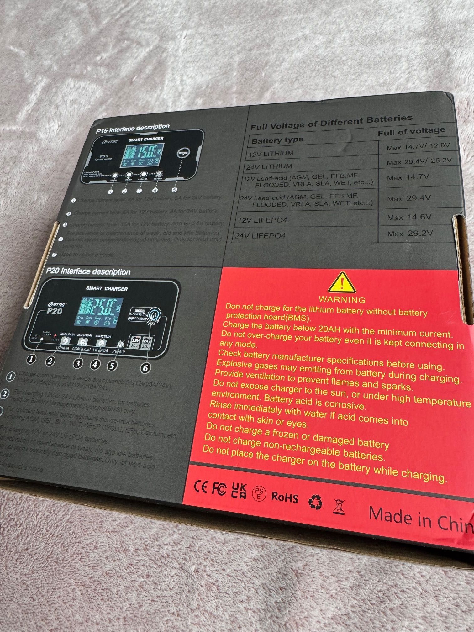 12V / 24V , 15A Smart Зарядно за акумулатор