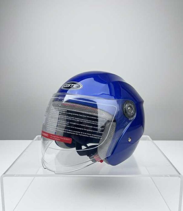 Casti Moto / Scuter Tip Jet QST- Alb & Albastru Lucios