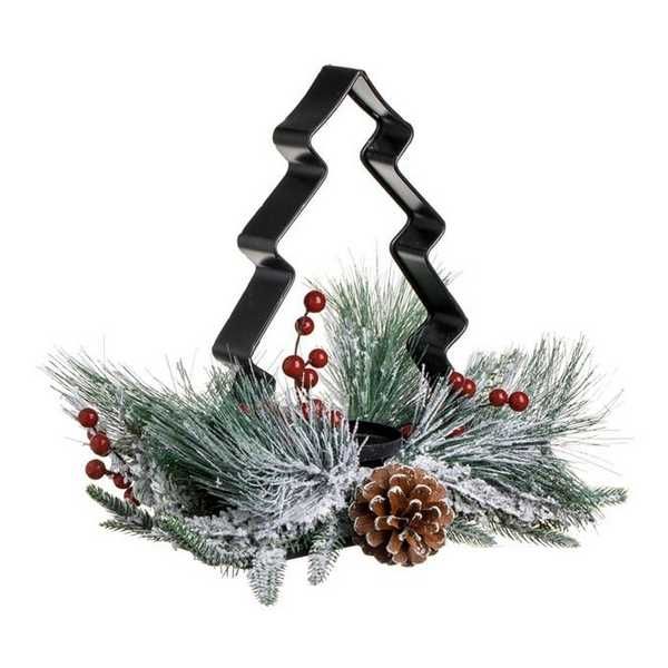 Коледен венец с поставка за свещ Mercado Trade, Метал, Елха