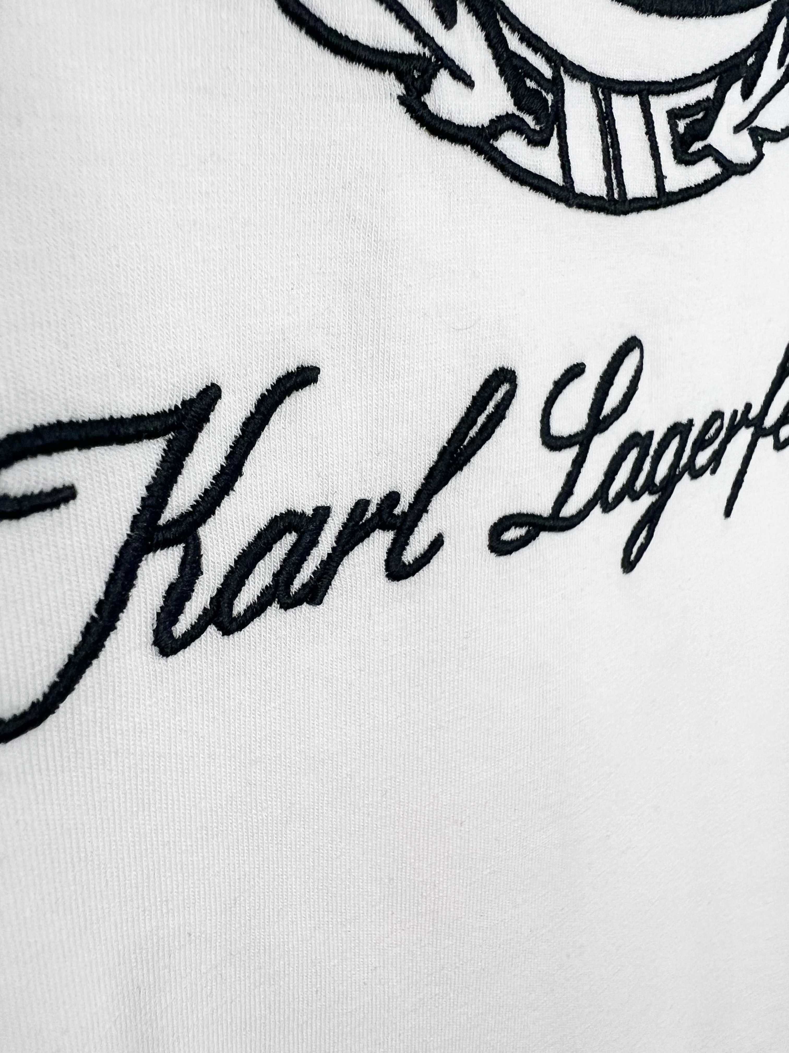 Автентична 23/24 Karl Lagerfeld бяла тениска БРОДЕРИЯ - размери S M