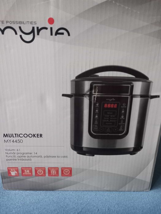 Multicooker MYRIA MY4450, 6l, 1000W, 14 programe, argintiu-negru