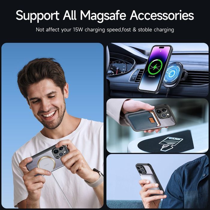Husa de protectie Iphone 14 pro MagSafe, transparenta mat, antisoc