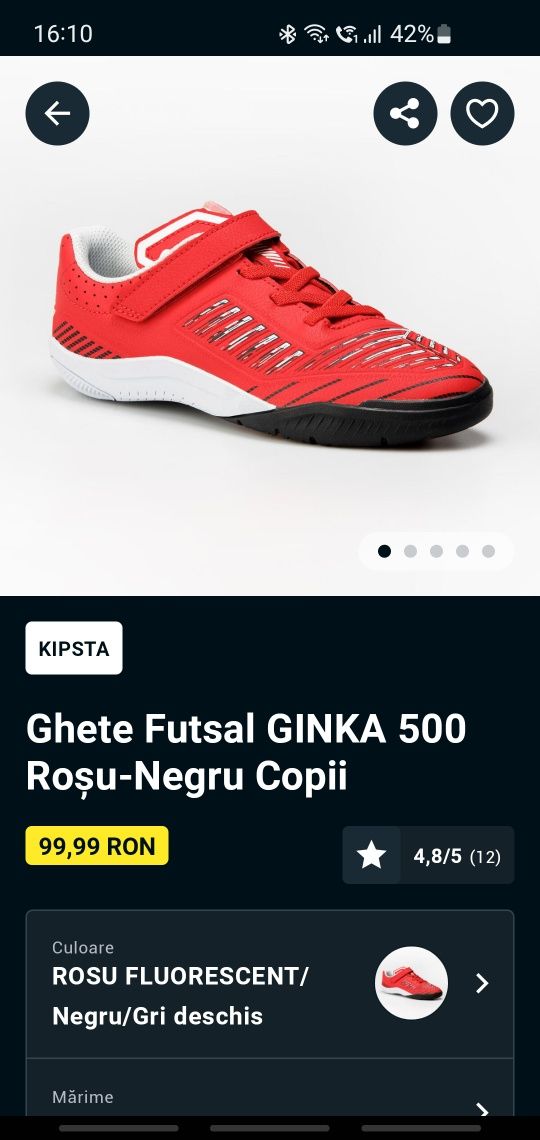 Adidasi Kipsta Ginka 500 originali 35 ghete fotbal sala sintetic