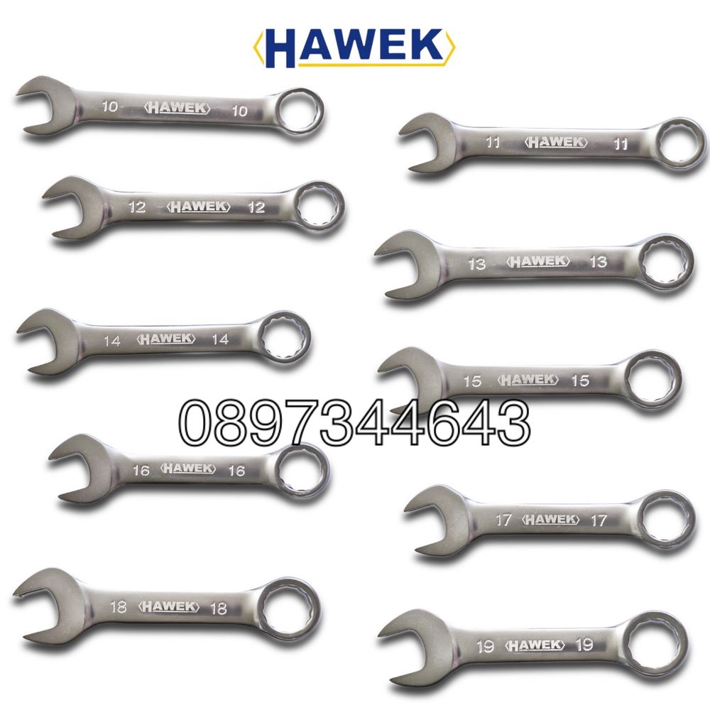 Комплект къси звездогаечни ключове 10-19мм-HAWEK