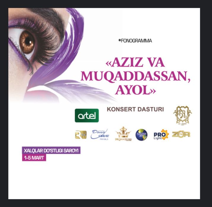 Aziz va muqaddassan, AYOL konsert dasturi