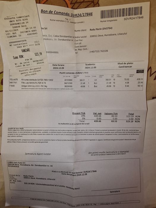 Kit distributie KP35675XS, nou,  cu factura de la Unix