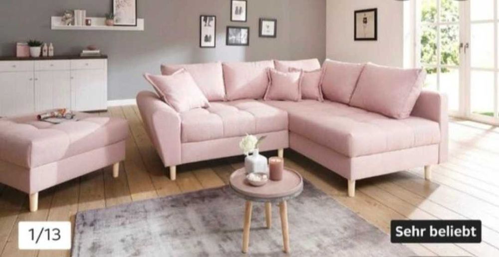 Розов ъглов диван