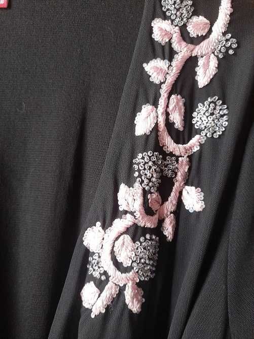 Bluza eleganta din tul fin, elastic, culoare neagra, marimea 48