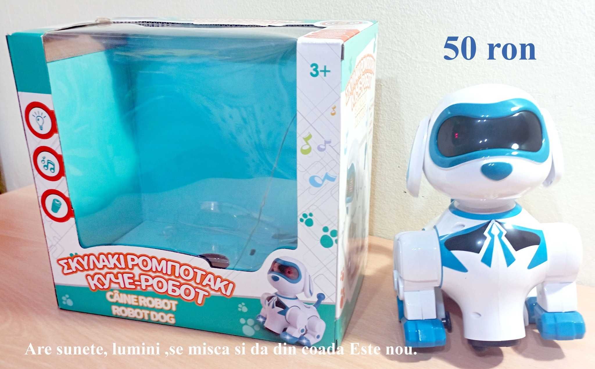 Catel robot cu efecte luminoase si sonore, set doctor, binocluri copii
