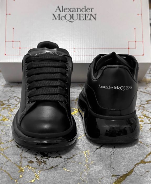 Adidasi Alexander Mcqueen full negri black piele naturala
