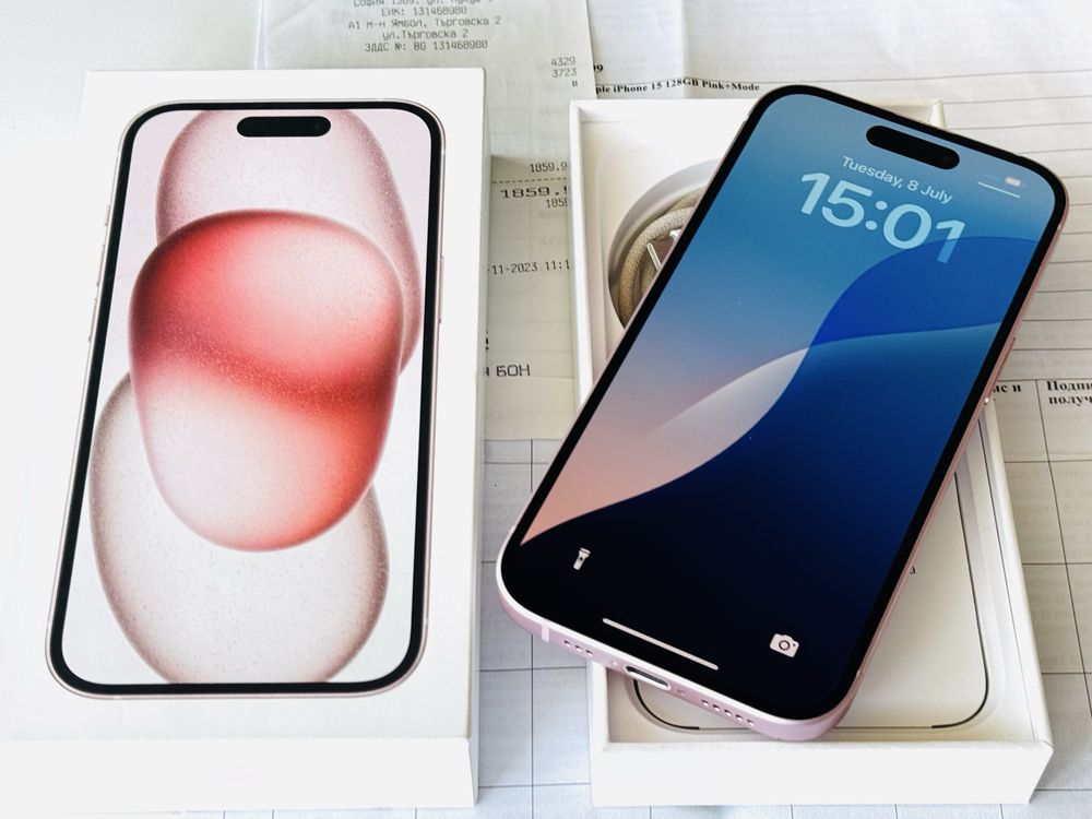 Iphone 15 128GB Pink Отличен! Гаранция