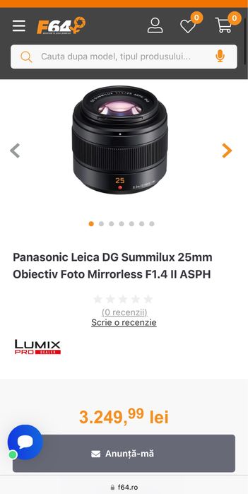 Obiectiv Panasonic Leica 25mm  F1.4 Mark II