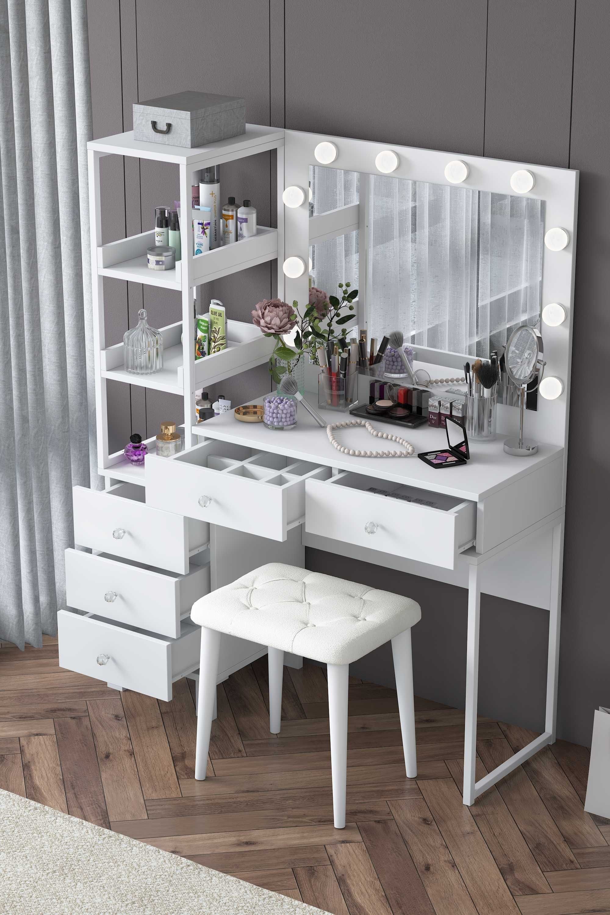 Тоалетка с Огледало и LED Осветление Puzzle-home 3852