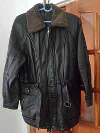Куртка кожаная 100% теплая зимняя почти новая