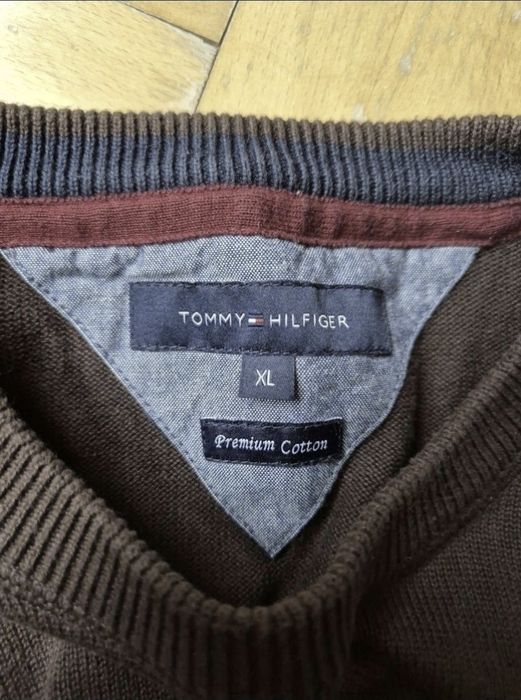 Pulover Tommy Hilfiger Premium Cotton, Bărbați, Maro, Mărimea XL
