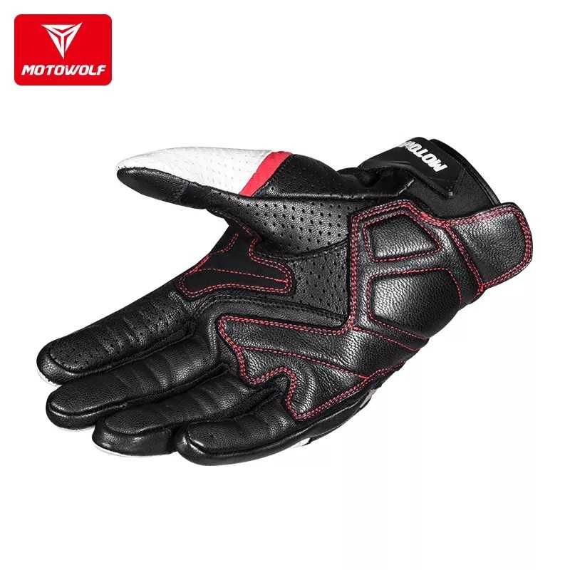 Manusi piele moto piele MotoWolf protectie carbon touchscreen