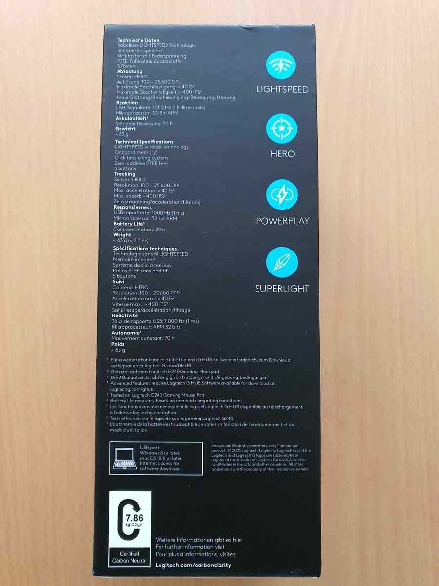 Mouse Gaming Logitech Pro X Superlight 25k DPI LightSpeed Hero Sigilat