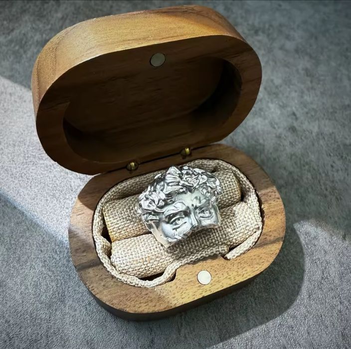 Inel harbati retro half face David stainless premium ring mens women