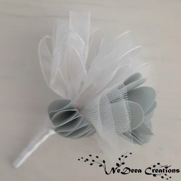 Flori textile pentru pus in piept, pentru nunta (cocarde)