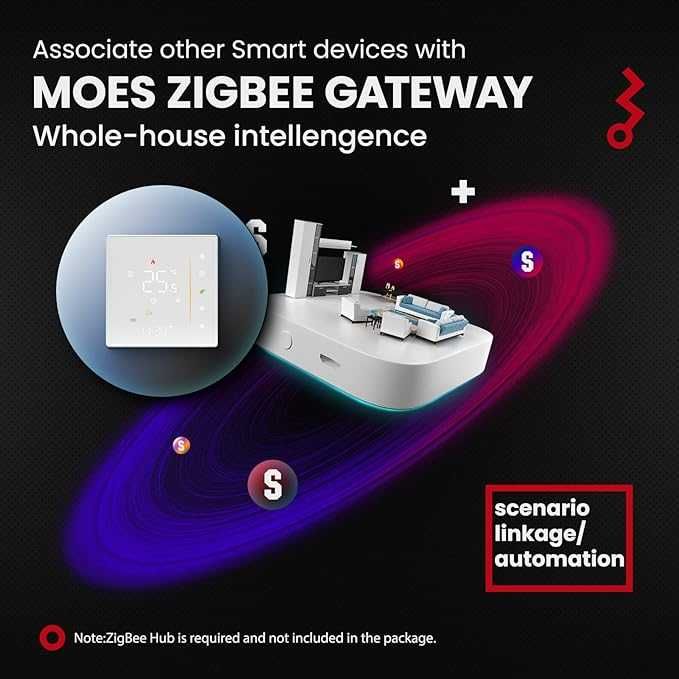 Termostat smart Zigbee MOES GA compatibil Alexa si Google Home