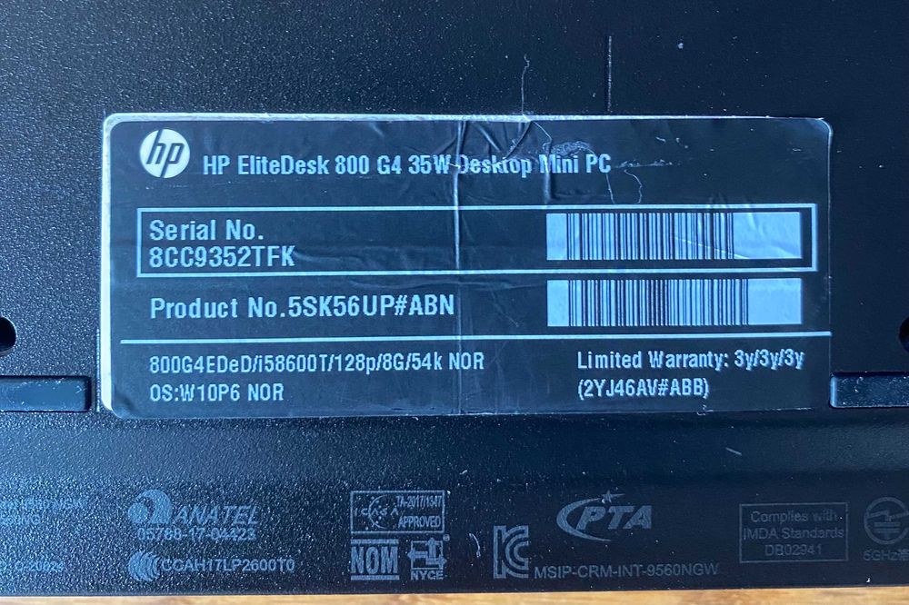 Мини компютър НР EliteDesk 800
