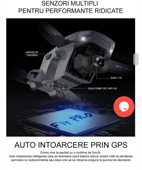 Drona cu Cameră 4K HD,Gimbal 2-Axe, Zbor 14 min,GPS,Distanta 800M,Noua