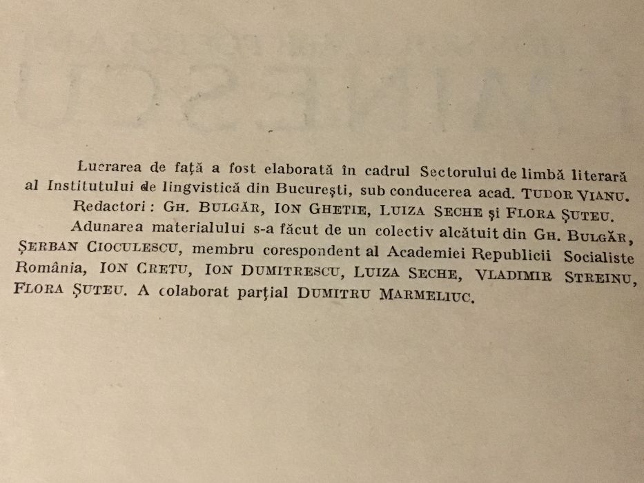 carte "dictionarul limbii poetice a lui Eminescu" Tudor Vianu 1968