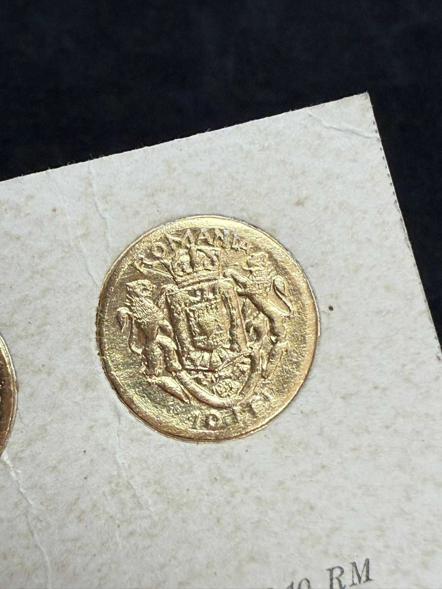 Carte poștală moneda 10 lei aur 1922 neemisa