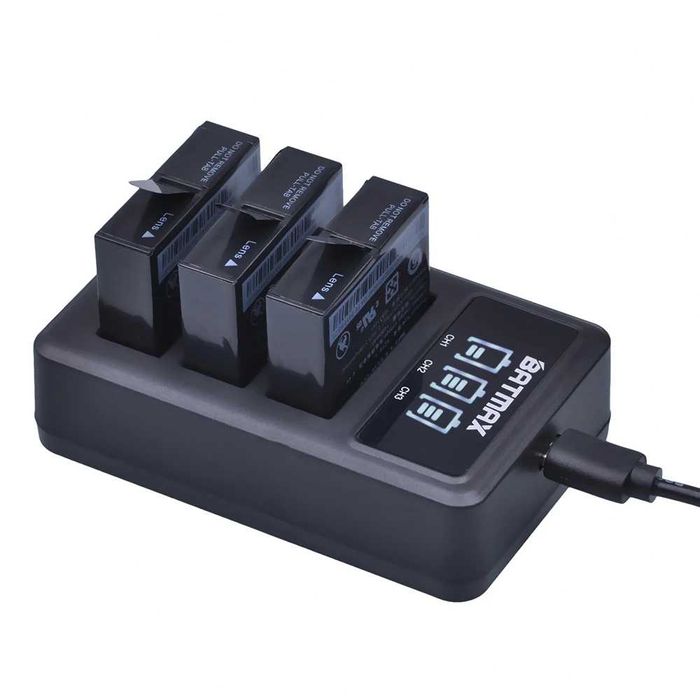 Set 3 acumulatori AZ16-1 1400mAh + incarcator triplu Xiaomi Yi 4K 4K+