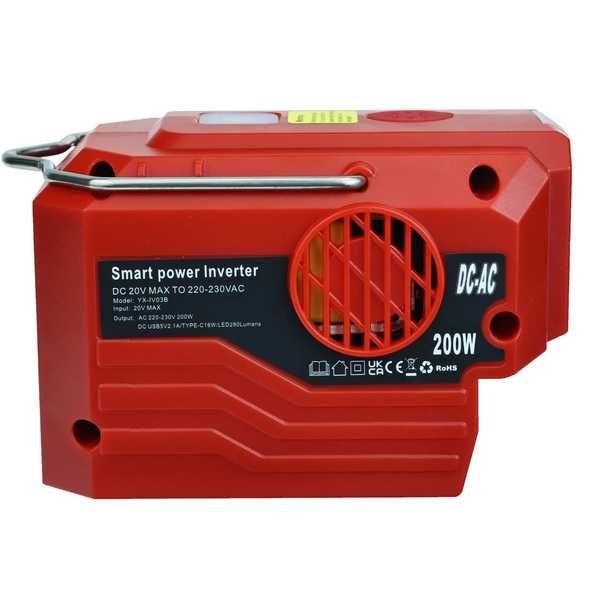 Invertor portabil exterior 200W baterie Milwaukee 18V la AC 110V/220V