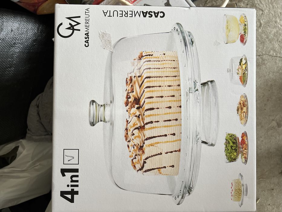 Platou tort cu cupola din sticla 6 in 1