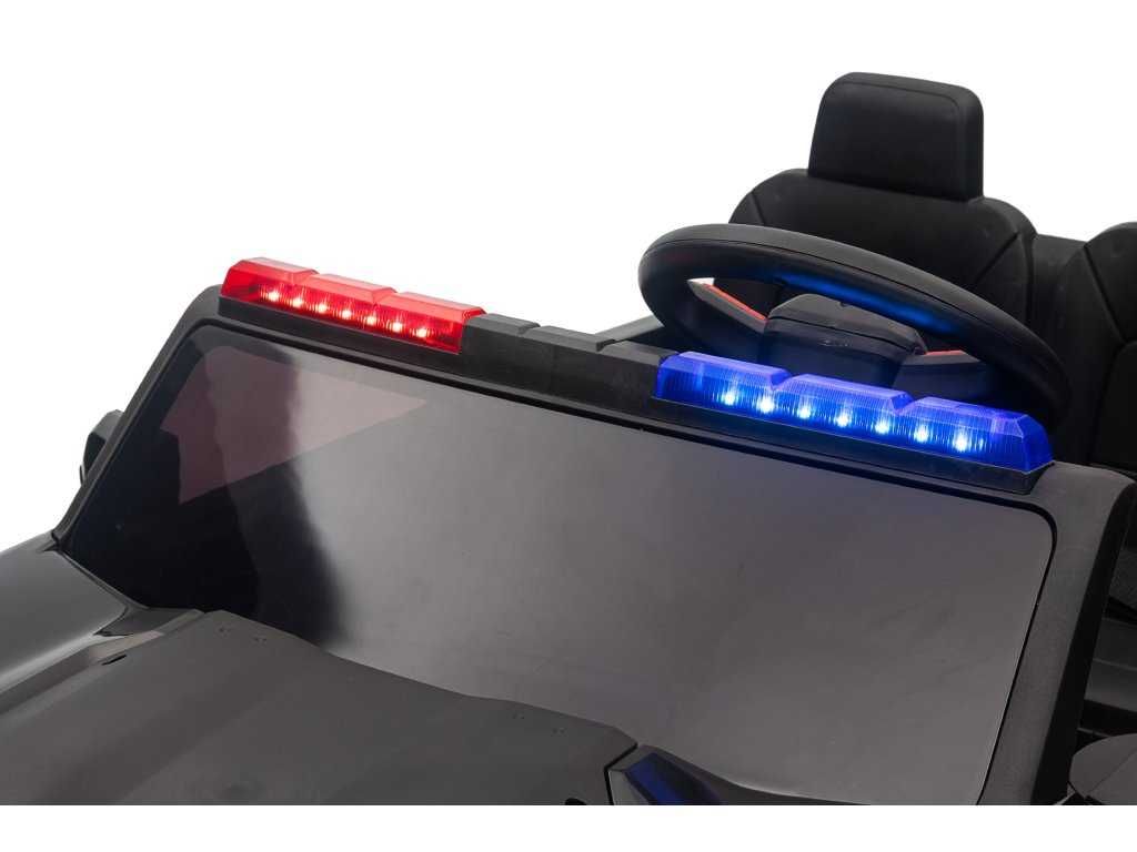 Двуместен акумулаторен джип POLICE 4X4 24V MP3 меки гуми,Кожена седалк