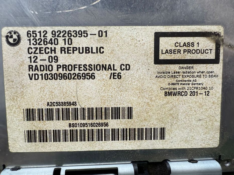 RADIO CD MULTIMEDIA BMW X1 E84 SDRIVE 18D 2.0 DIESEL 2010 COD OEM 6512922639501 65129226395 9226395 2009-2015