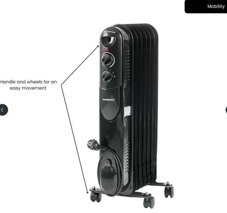 Calorifer electric cu ulei 7 elementi 1500 W HAUSBERG NOU - 190 Lei