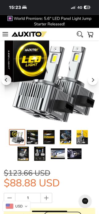 AUXITO SET D1s Led 120w 24000 lumeni canbus 6000k super alb