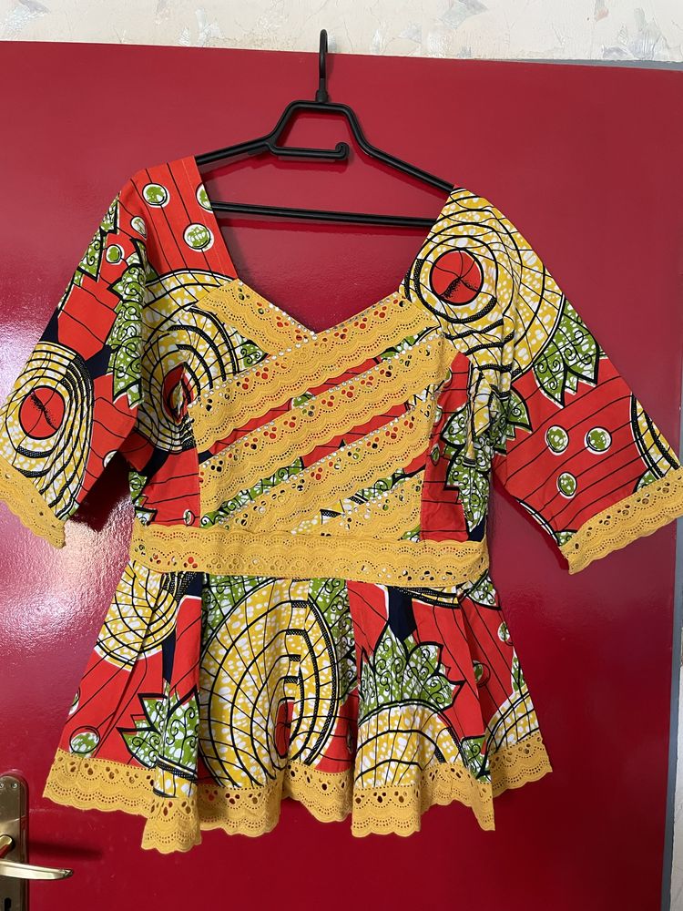 2бр пъстри африкански бохо топ блузи wax print L