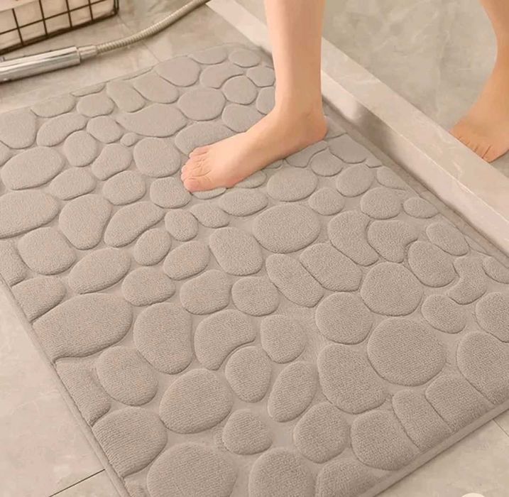 Сива релефна постелка за баня, тоалетна, всекидневна 40 х 60 см