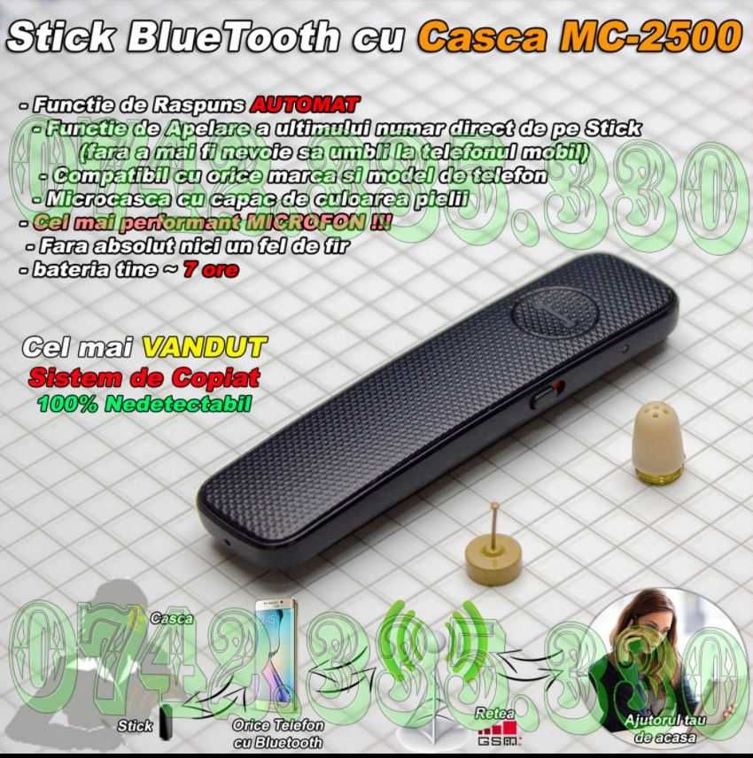 Stick bluetooth Microcasca Microfon sensibil - Casti de Copiat Examene