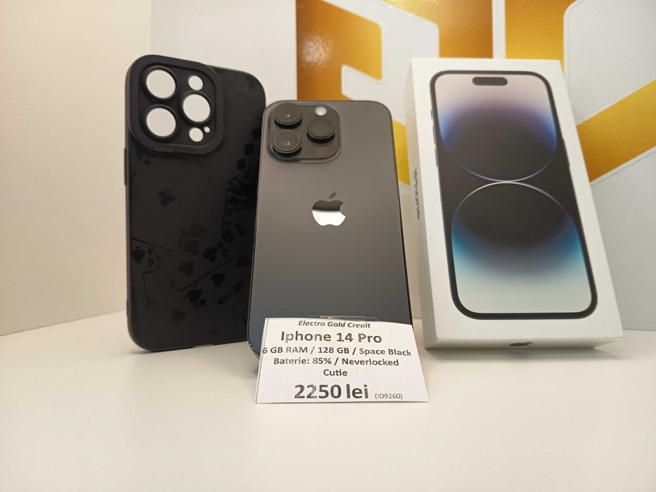 Iphone 14 Pro 128GB/Space Black/Neverlocked/Baterie:85%/Cutie/ca NOU