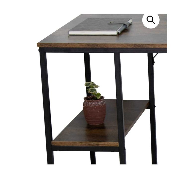 Бюро индустриален дизайн с място за съхранение черна рамка кафяв плот