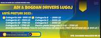 Scoala de soferi ADI & BOGDAN DRIVERS-LUGOJ categoriile A,B,C,C+E